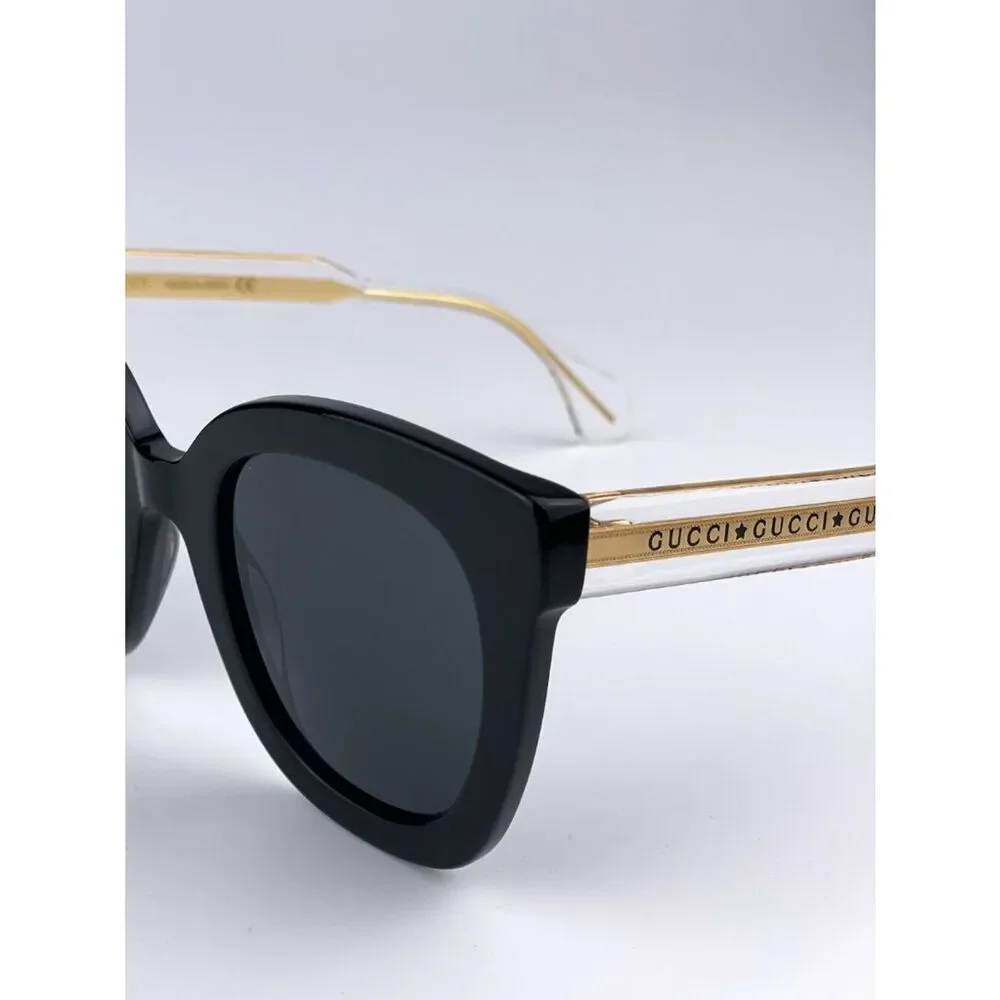 NEW Gucci Sunglasses GG0564SN 001 Cat Eye Crystal Gold Black Grey